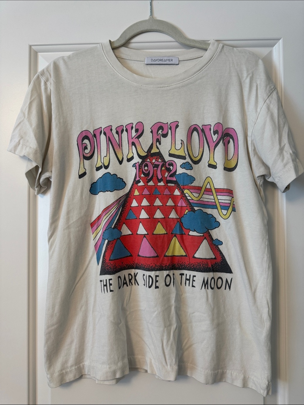 Daydreamer Pink Floyd 1972 Pyramid Graphic Tee - Cream, Pink, Red, Blue, Yellow